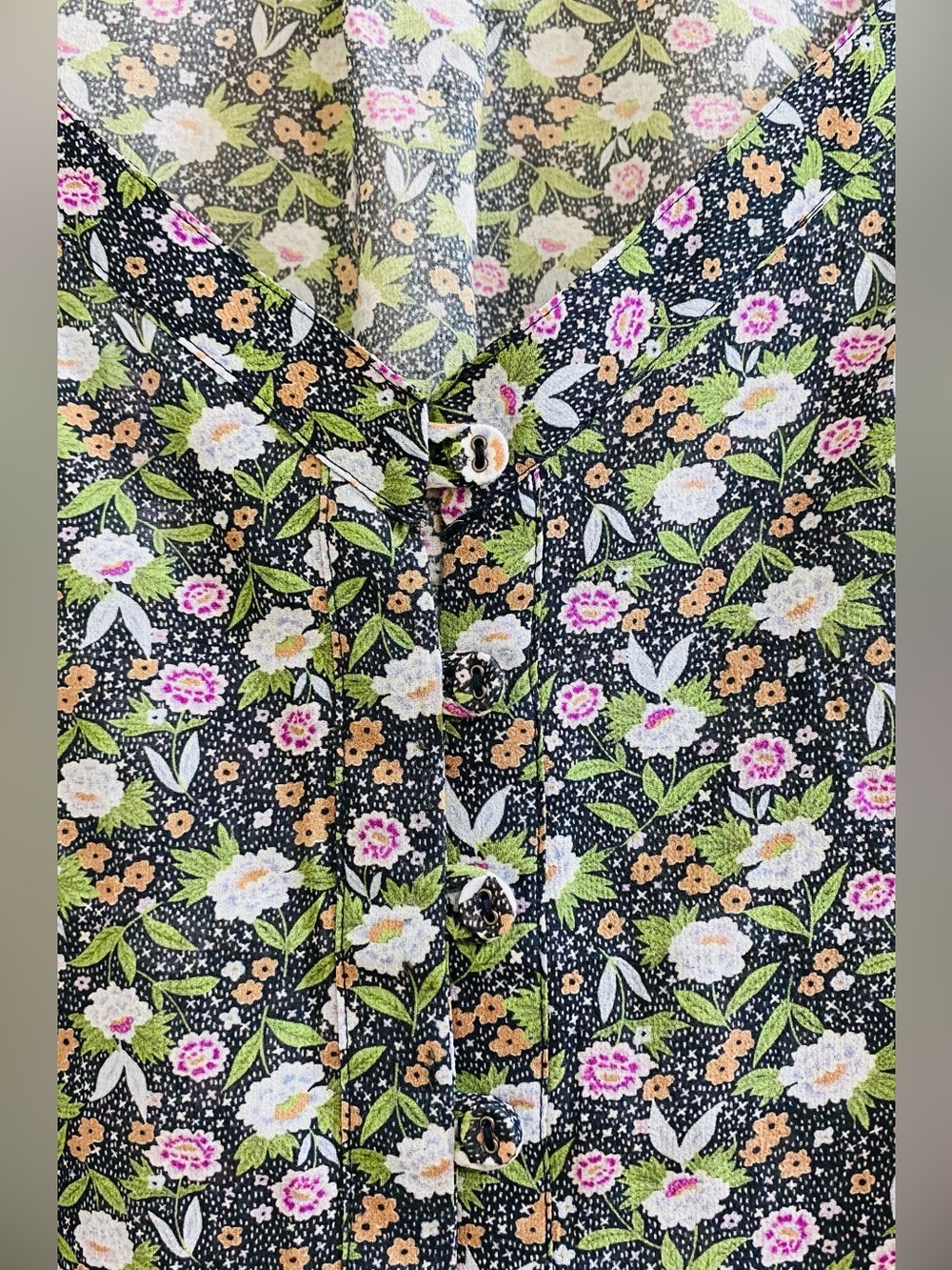 Joie Talma Floral Button Front Blouse with Long Balloon Sleeves Size XS - Picture 7 of 10